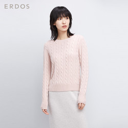 ERDOS 秋冬圆领无染色绒绞花女羊绒衫