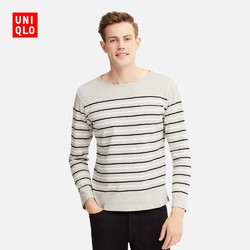 优衣库 UNIQLO 411320 男装 水洗横条T恤(长袖)