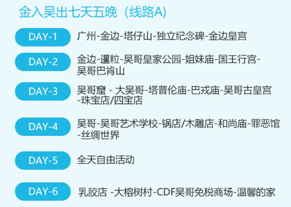 大小吴哥精彩探秘！广州-柬埔寨金边+暹粒7天5晚跟团游（签证、司导小费全含）