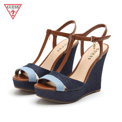 GUESS 2018新款夏女式拼色高跟防水台凉鞋-