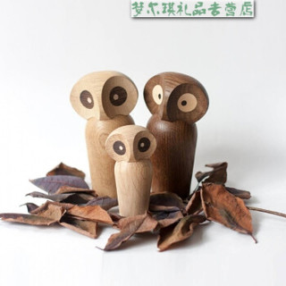 OWL 猫头鹰 玩具木偶摆件 橡木色 高13CM