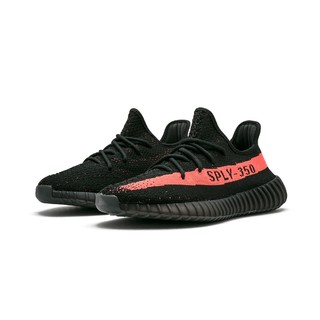 adidas ORIGINALS Yeezy Boost 350 V2 中性休闲运动鞋 BY9612 黑红色