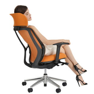 okamura 冈村 Sylphy Light 人体工学电脑椅子 橙色椅子+头枕