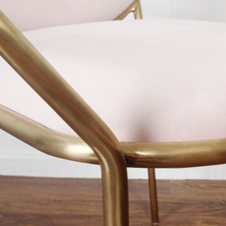 尼摩 北欧软包餐椅 粉色-拉丝电镀钛金（无扶手）