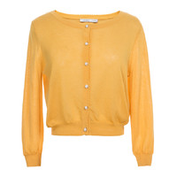 La·go·go 拉谷谷 GCMM438G53 女士单排扣短款针织衫 黄色 S
