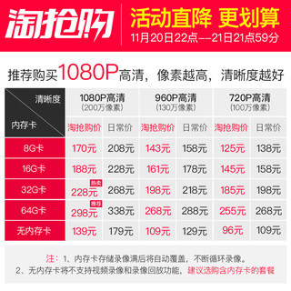 XM 雄迈 XM-JPR 高清家庭监控器 16GB 720P 3.6mm