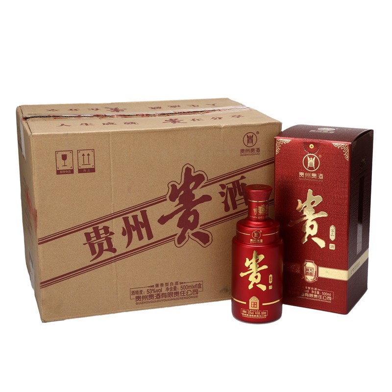 洋河股份贵州贵酒贵酒家品53度整箱装白酒500ml6瓶口感酱香型