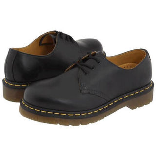 Dr. Martens 女士1461 3-Eye Gibson 流行舒适皮鞋 黑色 36/US5