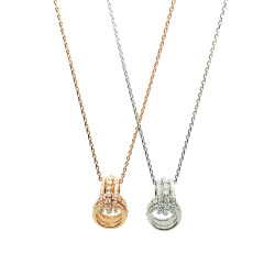 OVSKI 施华洛世奇 闪钻新款双环转运珠项链 5