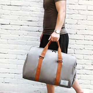 木杰 健身包大容量男手提旅行包折叠防水行李包单肩斜跨旅行袋 (灰色)