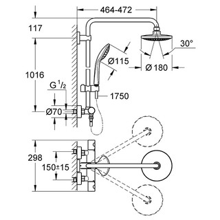 GROHE 高仪 27296001 淋浴花洒 180mm