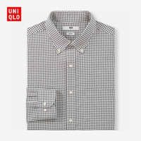 UNIQLO 优衣库 409273 男士精纺弹力修身格子衬衫 深灰色 M