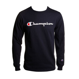 Champion Life系列 Y06136 Ink Script Logo 男士新款美版休闲长袖T恤（NAVY）S码 经典圆领