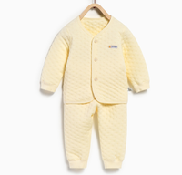 童泰婴儿加厚对开套装3-24个月男女宝宝保暖上衣裤子两件套秋冬款