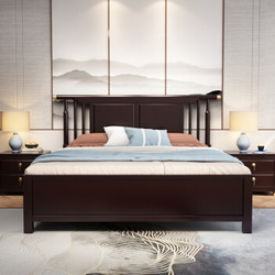 AZE 新中式实木床+2个床头柜 180*200cm