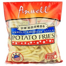 安维（Anwell）美国进口原味薯条 454g（2件起售）冷冻薯条 *17件