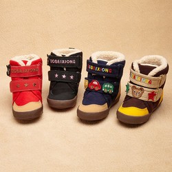 波贝熊儿童雪地靴女童冬季加绒婴儿幼儿宝宝棉鞋1-3岁男童短靴子