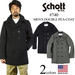 Schott NYC 740 N 男士双排扣海军大衣