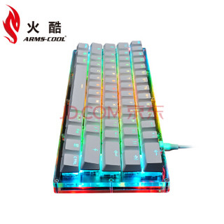 TBKB 火酷 客制化RGB炫酷透光琉璃青轴/红轴61键 机械键盘  金万和/红轴