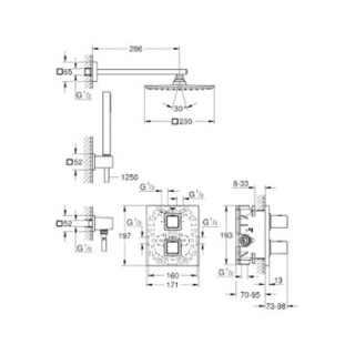 GROHE 高仪 34506000 暗装恒温淋浴花洒 (230MM方顶喷)