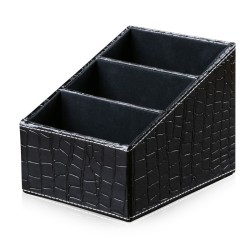 LEADLAND 利蓝 多功能文具收纳盒 黑鳄鱼纹/红鳄鱼纹/白金雕纹/黑色钻石纹/格子纹小三格可选