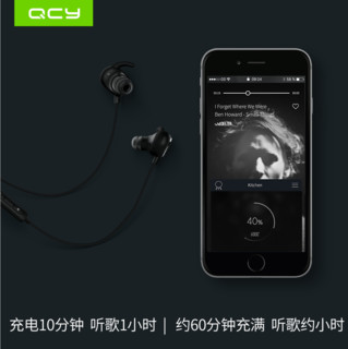 QCY qy19 无线蓝牙耳机 (通用、后挂式、 黑色)