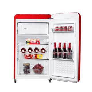  小吉（MINIJ） 121L迷你单门小型冰箱冷藏冷冻保鲜小冰箱 复古带把手 雷诺阿红