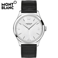 Montblanc万宝龙传承系列男士手动机械腕表 万宝龙(Montblanc)手表 传承精密计时系列 手动机械 男表 银盘黑皮带