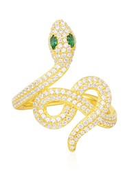 APM MONACO ETE系列 金黄色镶晶钻蛇形戒指女士个性指环