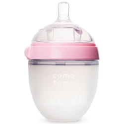 可么多么（como tomo）宝宝婴儿全硅胶宽口径奶瓶粉色 150ml