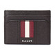  BALLY 巴利 男士咖啡色红白条纹皮质卡包卡夹 THAR LT 21　