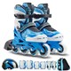 移动端：米高溜冰鞋可调尺码旱冰鞋儿童轮滑鞋滑冰鞋直排轮滑轮鞋MC0 蓝色 升级款（含头盔+护具+包）