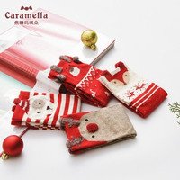 Caramella 焦糖玛奇朵 512764 圣诞节纯棉中长筒袜4双