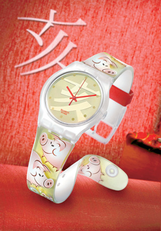 SWATCH 斯沃琪 Specials 猪光宝气 GZ319 纪念款时装腕表