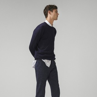 Massimo Dutti 00931317401 男装 素色棉质/丝质/山羊绒圆领针织衫 