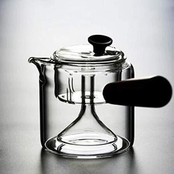 普智 加厚蒸煮两用耐热玻璃茶壶 (升级版木柄煮茶器)