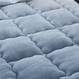 靠艺 羊羔绒床垫子（灰色）加厚10cm  1.5m1.8m (聚酯纤维、10cm、灰色、1.5*2m)