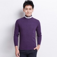 罗蒙100%纯羊毛林志颖同款新品首发男士保暖舒适打底羊毛衫 XL 暗紫