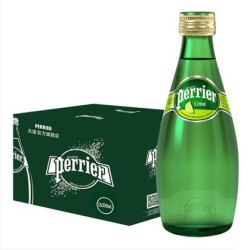 Perrier 巴黎水 含气天然矿泉水(原味) 玻璃瓶装 330ML*24瓶/箱装 进口气泡水