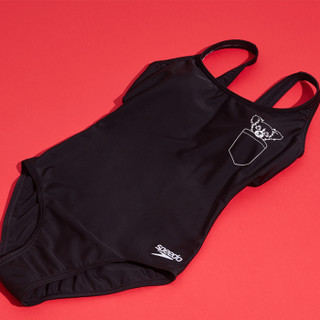 速比涛（Speedo） 新品元气系列游伴泳衣 女士显瘦时尚温泉沙滩游泳衣 女生专业训练游泳泳衣女 黑色 32 (32、黑色)