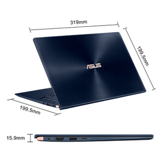 ASUS 华硕 灵耀U系列 灵耀U 2代 14英寸 笔记本电脑 酷睿i7-8565U 8GB 512GB SSD MX150 72%NTSC 尊爵蓝