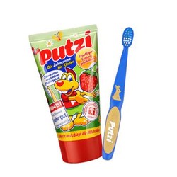 璞慈（Putzi） 德国原装进口婴幼儿牙膏 乳牙训练牙刷组合装 0-6岁 草莓牙膏+牙刷