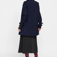  ZARA 05065223401 女士翻领中长款风衣 (L、海蓝色)