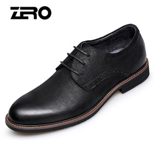 零度(ZERO)男英伦商务正装时尚系带舒适柔软休闲皮鞋 B83330 黑色 42偏大一码