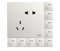 ABB 轩致系列 86型 插座 斜五孔 白色 10只装