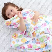 象宝宝（elepbaby）婴儿毛毯 法兰绒提花盖毯 儿童毯子 新生儿宝宝安抚毯100*130cm（七彩花朵） *5件
