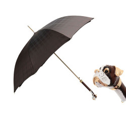 Pasotti 葩莎帝 中性奢华系列棕色条纹聚酯纤维拳师狗手杖式雨伞遮阳伞 MLX73