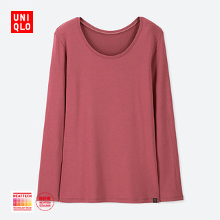 UNIQLO 优衣库 408240 HEATTECH EXTRA WARM 圆领T恤 (M、玫红色)