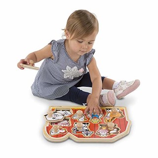 melissa & Doug 美丽莎和豆豆 农场动物 旋钮拉门益智玩具