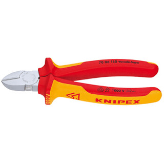 KNIPEX  70 06 160 双色柄绝缘镀铬斜口钳 6寸